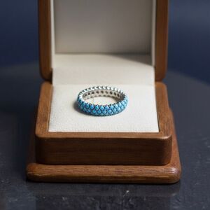 Stunning Blue Moissanite Eternity Band – Size 6 – Bold, Elegant, Unforgettable